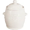 4,5 L Stoneware - barrel crock pot with water seal, embossment, lid -ecru  - 1 ['barrel for cabbage', ' pickling barrel', ' pickling barrel', ' silage', ' cabbage', ' cucumber', ' for cucumber', ' stoneware', ' stoneware with lid', ' barrel with lid']
