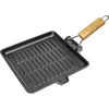 Cast iron griddle pan with handle, 22 x 22 cm  - 1 ['cast iron skillet', ' skillet with wooden handle', ' skillet with folding handle', ' cast iron pots', ' grill']