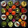 Ø66/4 twist-off lid, vegetables on white background - 10 pcs - 6 ['twist-off lids for jars', ' lids for jars', ' jar lids', ' vegetable pattern lids', ' lids with vegetables', ' colourful jar lids', ' decorative lids', ' lids with decoration', ' lids with safety button', ' lids for pasteurisation']