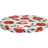 Tomato-patterned Ø82/6 lids -  10 pcs - 2 ['white lid', ' colourful tomato pattern', ' pasteurisation', ' process control', ' storage', ' Tomatoes size Ø82', ' larder decoration', ' lids for pasteurisation', ' vegetable lids', ' tomato lids']