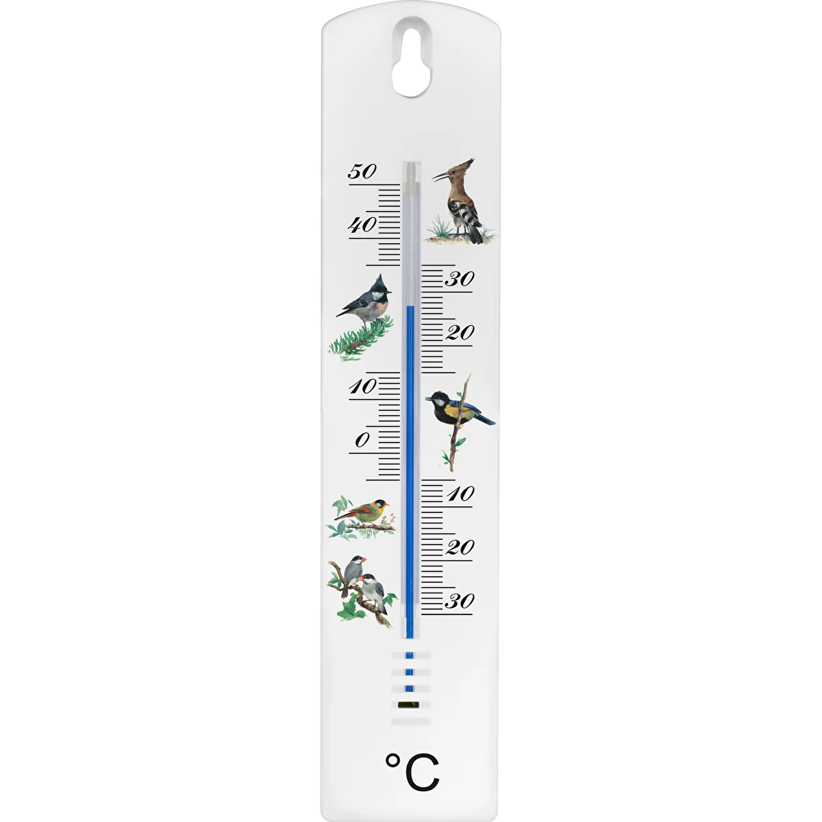 Universal thermometer with a pattern - birds (-30°C do +50°C) 20cm
