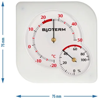 Indoor bimetallic thermometer with a hygrometer (-20°C to +50°C), white – photo 4
