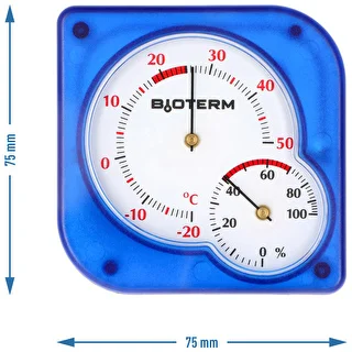 Indoor bimetallic thermometer with a hygrometer (-20°C to +50°C), blue – photo 4