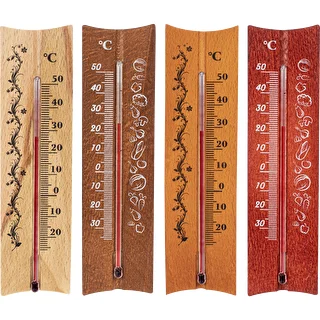 Wooden indoor thermometer (-20 to +50°C), 15 cm, assorted – photo 2