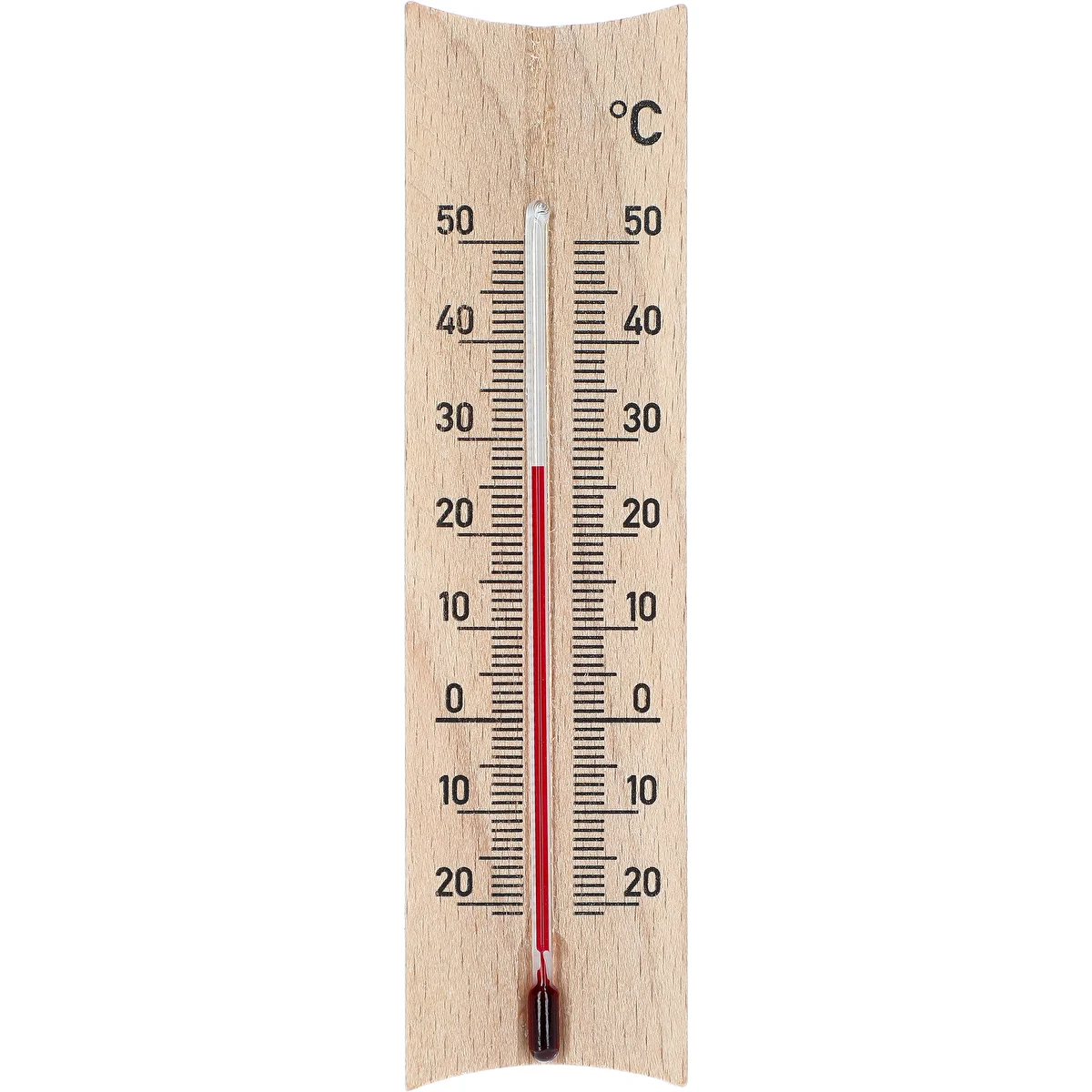 A room thermometer with a pattern (-20°C to +50°C) 15cm, natural