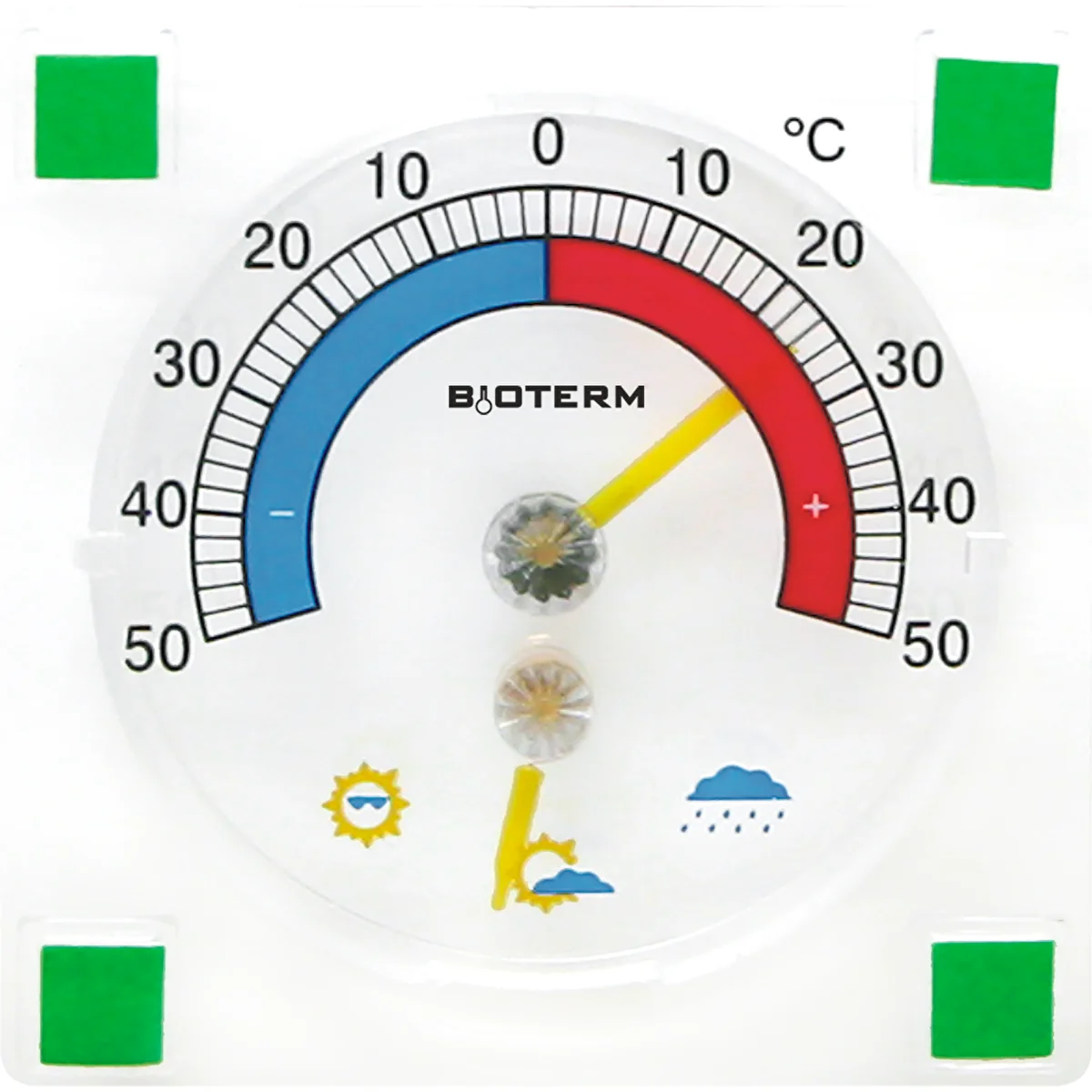 Universal thermometer with a hygrometer, transparent, self-adhesive (-50°C to +50°C)