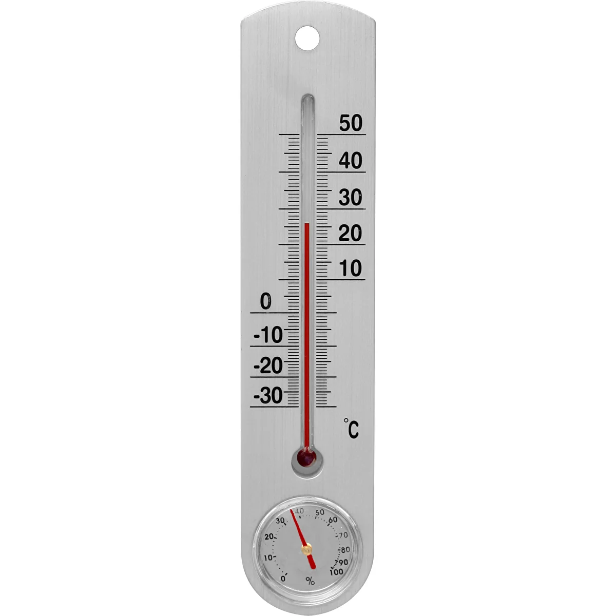 Universal silver thermometer with a hygrometer  (-30°C to +50°C) 25cm