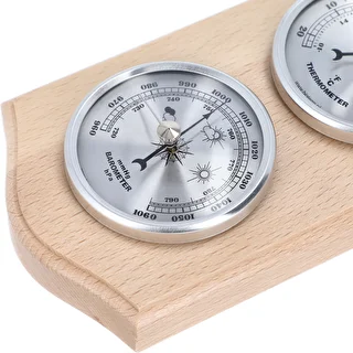 Retro weather station - natural wood with silver dials – photo 3