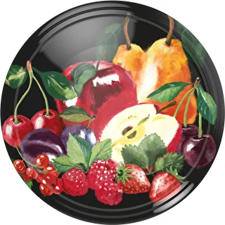 Lid Ø66/4 black, fruit drawings - 10 pcs