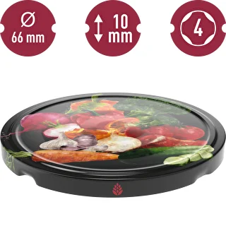 Ø66/4 twist-off lid, vegetables on black background, 10 pcs – photo 3