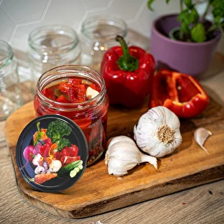 Ø66/4 twist-off lid, vegetables on black background, 10 pcs – photo 5