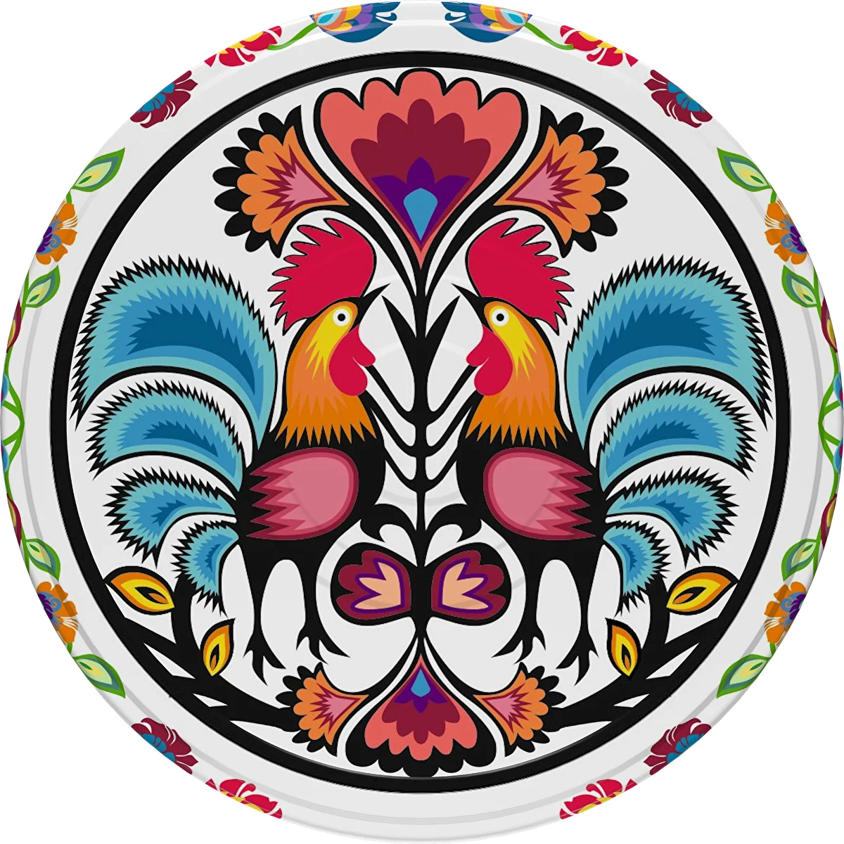 Twist off lid Ø66 , Folk graphic- 10 pcs.