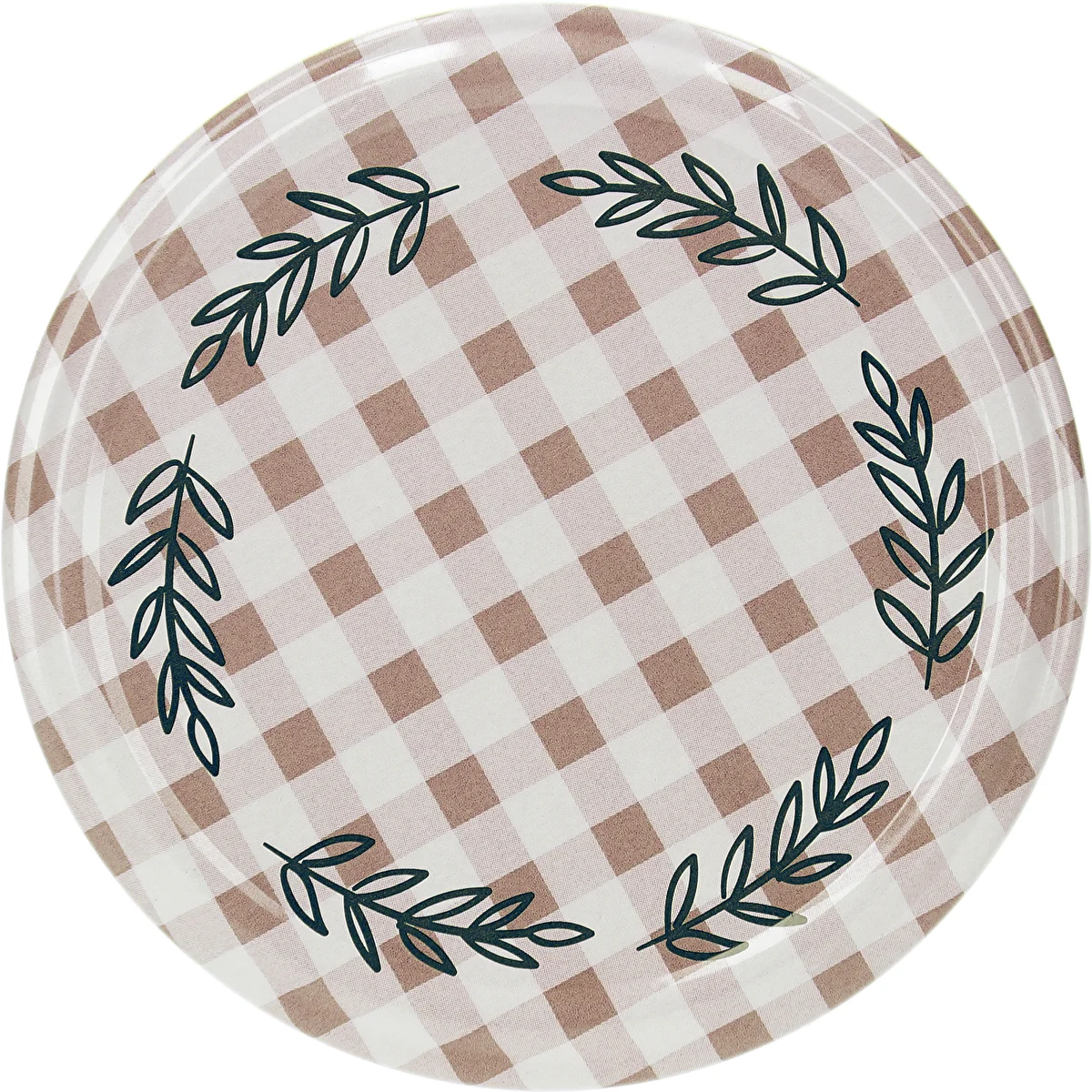 Twist-off lids 82 mm (6-lug), beige check, 10 pcs.