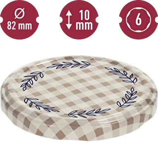 Twist-off lids 82 mm (6-lug), beige check, 10 pcs. – photo 2