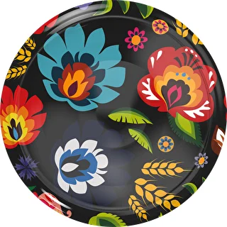 Lid Ø66/4 black, Folk print - 10 pcs