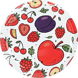 Printed Twist-Off Lids – Fruit Pattern, 82 mm/6-lug, Pack of 10