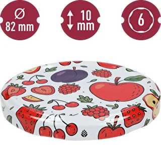 Printed Twist-Off Lids – Fruit Pattern, 82 mm/6-lug, Pack of 10 – photo 3