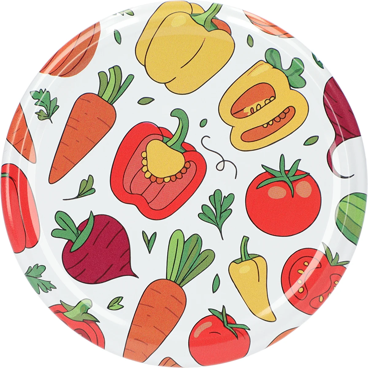 Printed Twist-Off Jar Lids – Vegetables Pattern, Ø82 (6-lug), Pack of 10