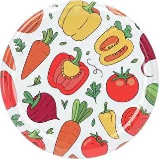 Printed Twist-Off Jar Lids – Vegetables Pattern, Ø82 (6-lug), Pack of 10