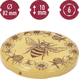 Printed twist-off lid – Honey Pattern 1, 82 mm, 6-lug, Pack of 10 – photo 3