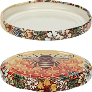 Printed Twist-Off Lids – Honey Pattern 2, 82 mm, 6-lug, Pack of 10 – photo 2