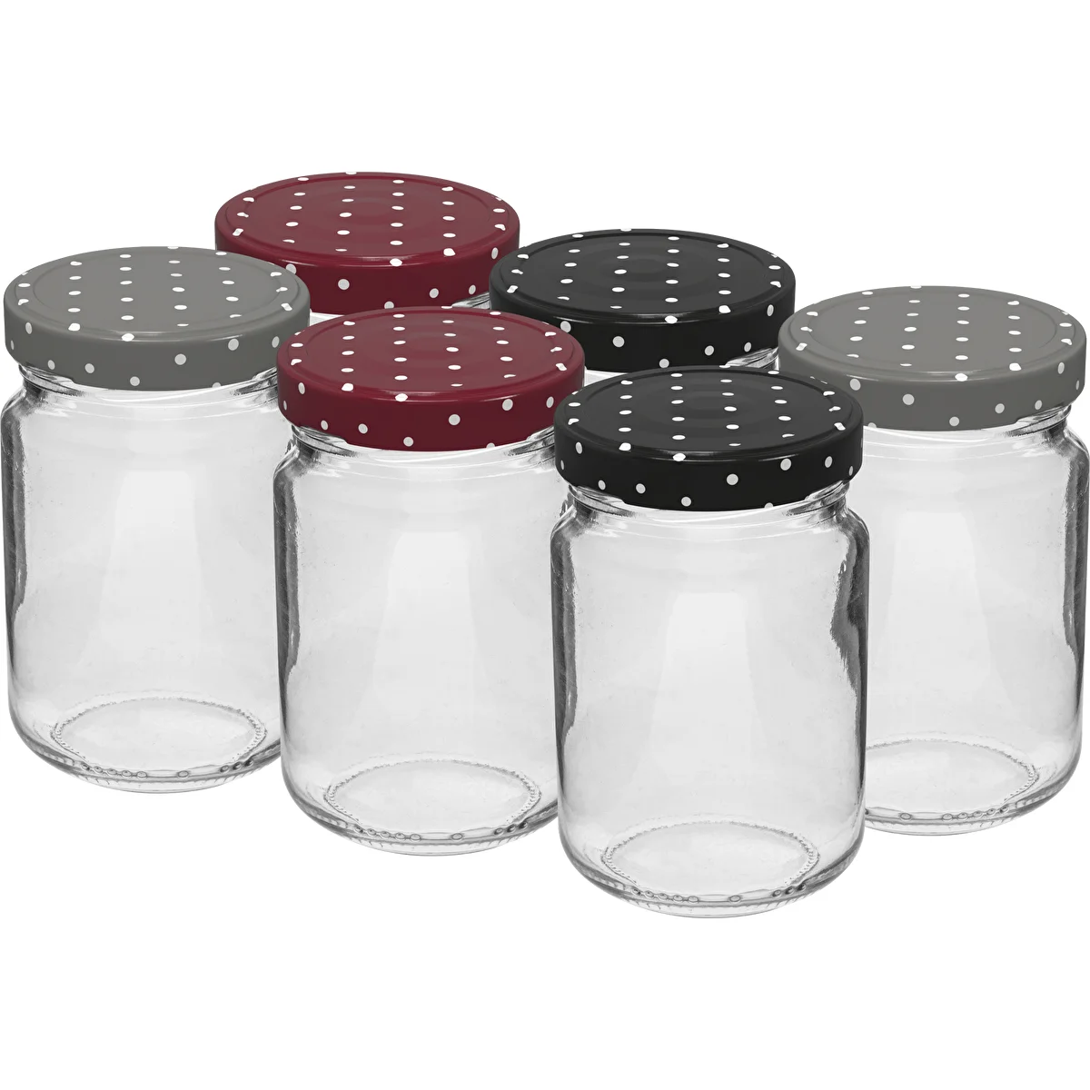 156 ml twist off glass jar with a coloured lid fi 53 - 6 pcs