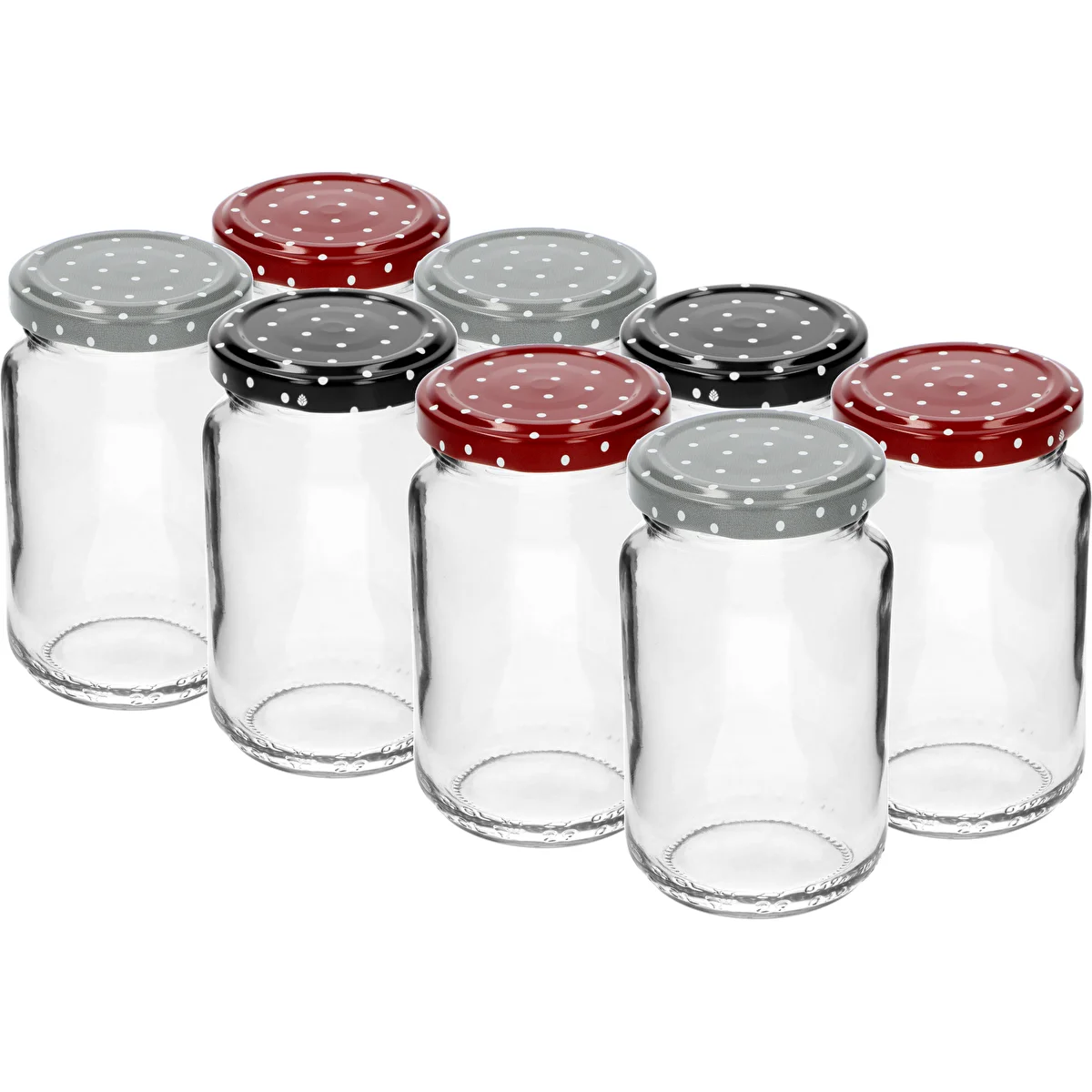 190 ml twist off glass jar with coloured lid Ø53 - 8 pcs.