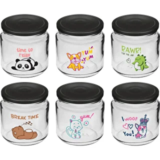 Twist-off jar for children, 212 ml, with print and lid, 6 pcs