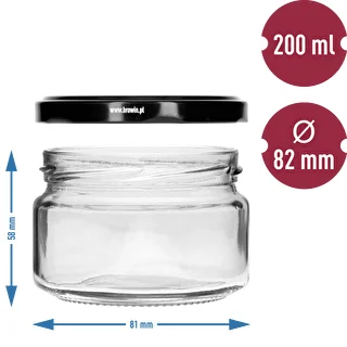 200 ml low jar with black Ø82/6 lid, 6 pcs – photo 5
