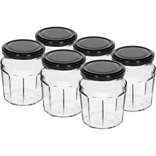 230 ml Konfitura jar with black Ø63/4 twist-off lid - 6 pcs
