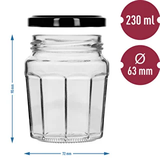 230 ml Konfitura jar with black Ø63/4 twist-off lid - 6 pcs – photo 8