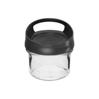 Glass container, 235 ml, with a lid for hanging