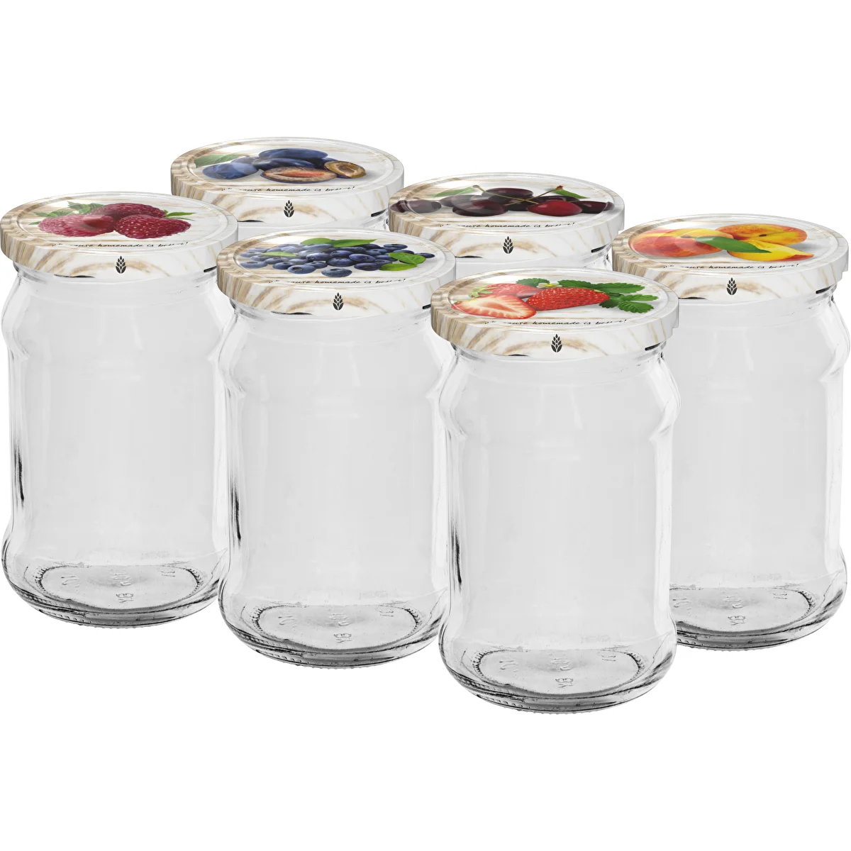 300ml twist off jar with coloured lid Ø66 - 6 pcs.