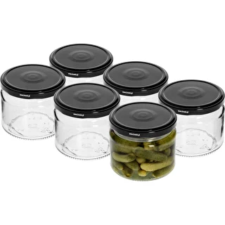 330 ml low jar with black Ø82/6 lid, 6 pcs – photo 3