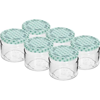 330 ml low jar with vichy check pattern Ø82/6 lid, 6 pcs