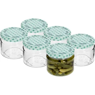 330 ml low jar with vichy check pattern Ø82/6 lid, 6 pcs – photo 2