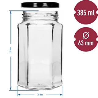 385 ml twist-off jar Ø63 with a black lid, 6 pcs – photo 7