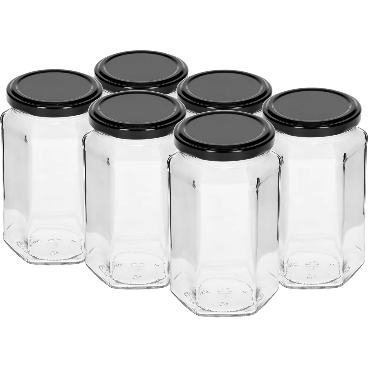 385 ml twist-off jar Ø63 with a black lid, 6 pcs