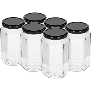 385 ml twist-off jar Ø63 with a black lid, 6 pcs