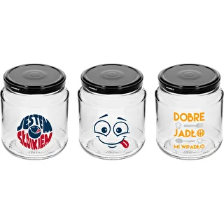 TO 580 ml fi 82 jar with colour print and black lid, 3pcs. – photo 1