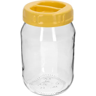 1.7 L Twist-Off (TO) Jar with Yellow Plastic Lid and Handle, 100 mm, 1 pc