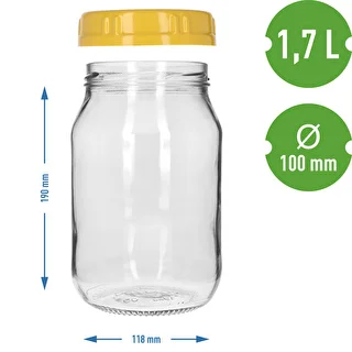 1.7 L Twist-Off (TO) Jar with Yellow Plastic Lid and Handle, 100 mm, 1 pc – photo 4