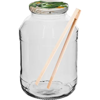 2l twist off glass jar with coloured lid Ø82/6 and tongs