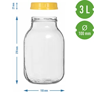 Twist-off Glass Jar 3 L with Plastic Lid Ø100 and Handle – photo 7