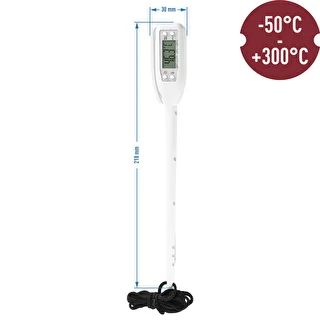 Electronic cooking thermometer (-50°C to +300°C) with case, white – photo 2