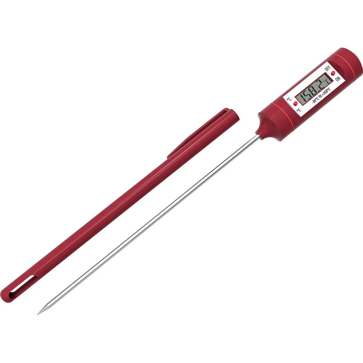 Electronic Kitchen Thermometer, LCD (-20°C to +250°C), Red