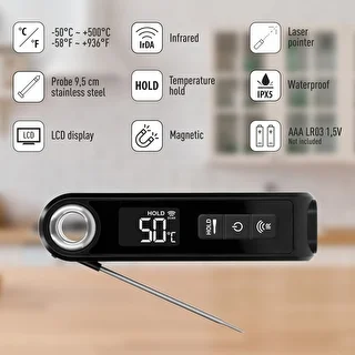 Infrared cooking thermometer, compact, with foldable probe – photo 8