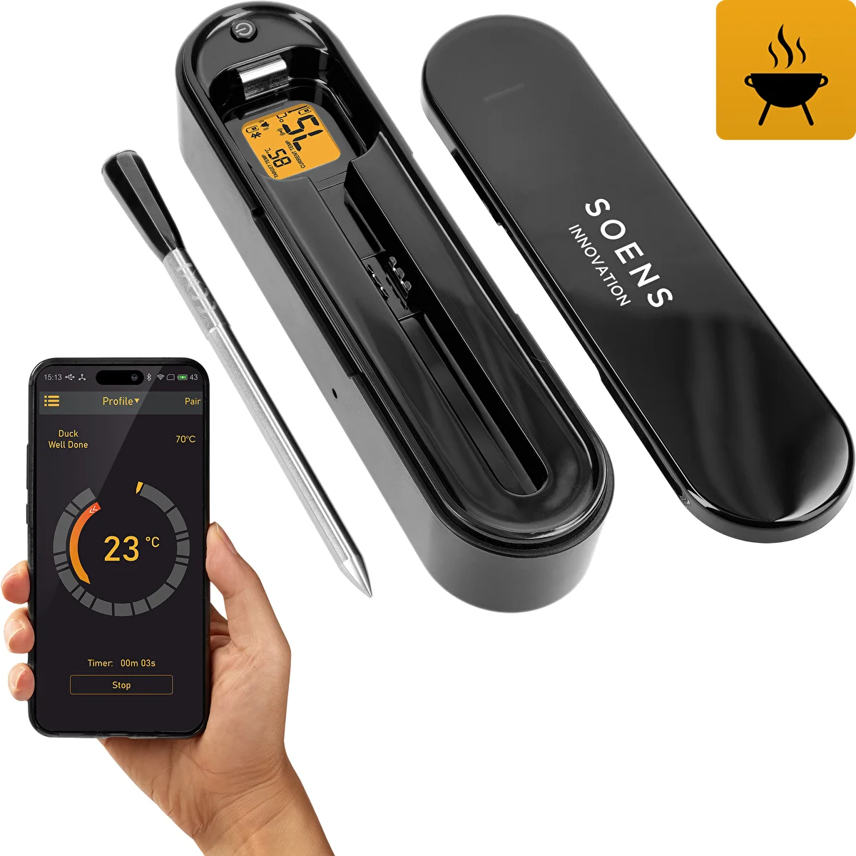 Culinary thermometer with Bluetooth wireless probe