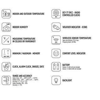 Weather station RCC, DCF – electronic, wireless, backlit, sensor, white – photo 8