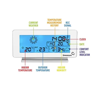 Weather station RCC, DCF – electronic, wireless, backlit, sensor, white – photo 7